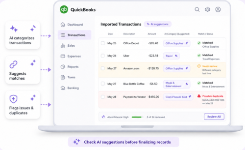 how Intuit QuickBooks works step2 (Review AI-assisted bookkeeping)